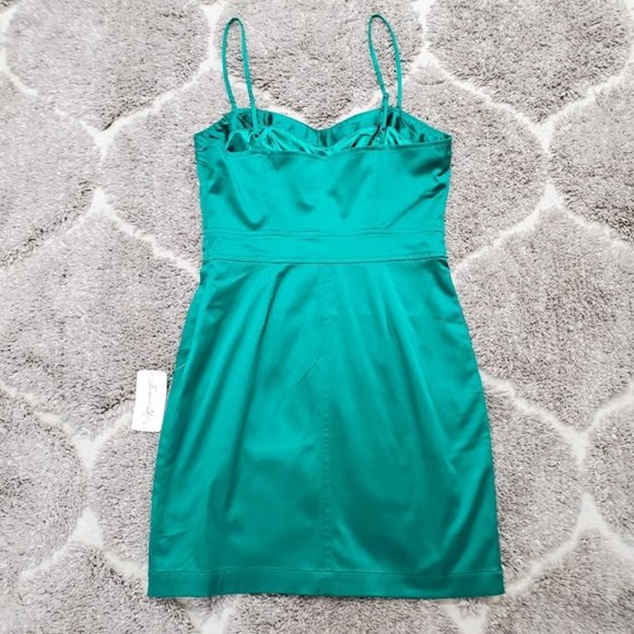 SOLD Forever 21 Emerald Sateen Mini Dress Small - Picture 5 of 8
